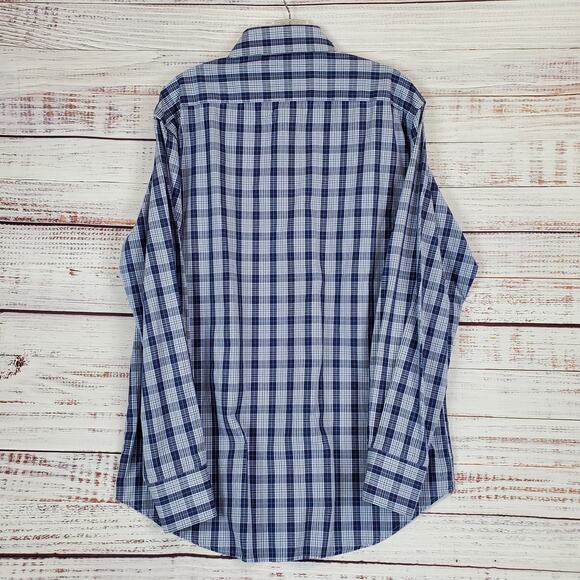 Christian Aujard Paris Blue Plaid Check Shirt Sz L Long Sleeve Buttoned Collared - Picture 2 of 10